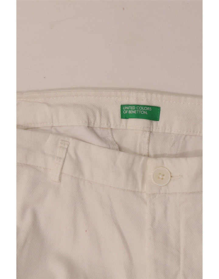 Benetton Pantalon Court Droit W32 L25 Femme Blanc