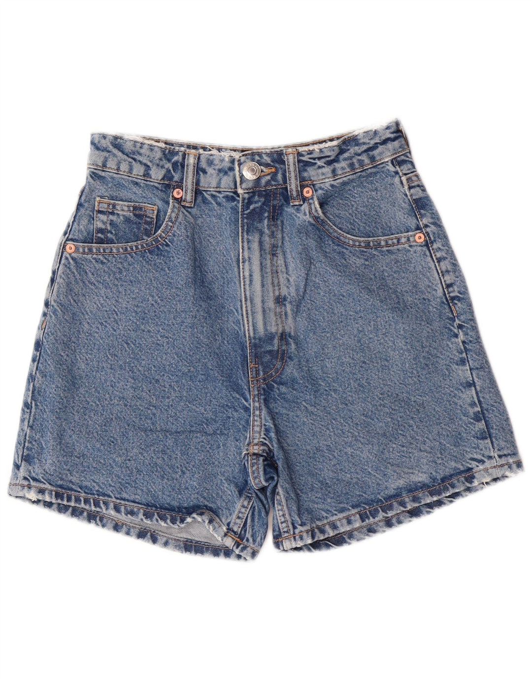 Zara Short en jean taille haute pour femme EU 34 2XS W24 Bleu Coton Classique