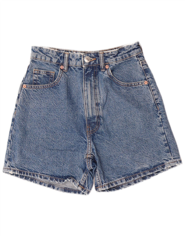 Zara Short en jean taille haute pour femme EU 34 2XS W24 Bleu Coton Classique
