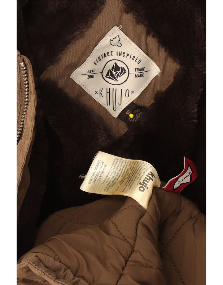KHUJO Parka à capuche pour homme UK 36 Petit Marron Polyester
