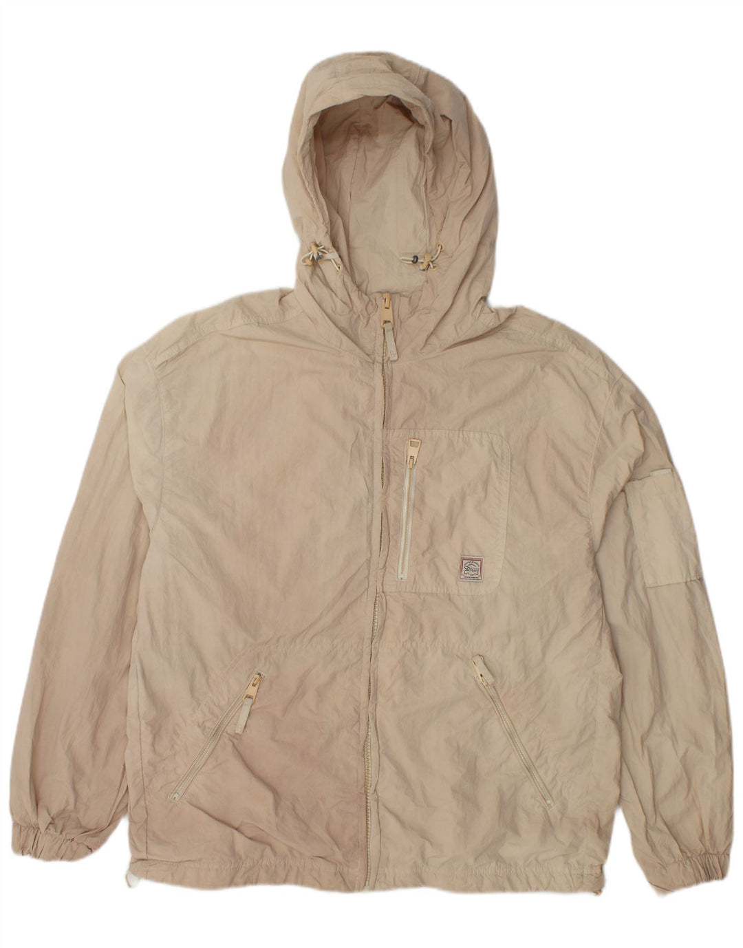 Zara Veste de pluie surdimensionnée à capuche pour femme UK 14 Beige moyen