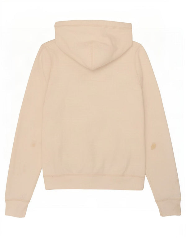 Hollister Pull à capuche zippé graphique pour femme UK 12 Coton blanc moyen
