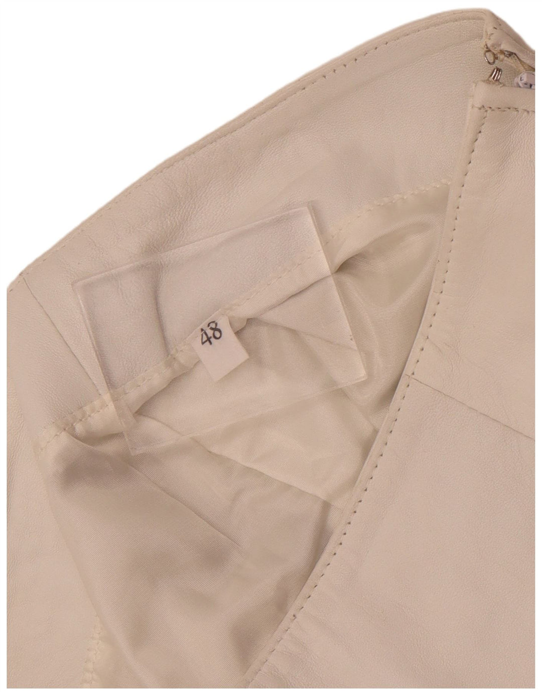 jupe en cuir femme vintage IT 48 XL W32 Blanc