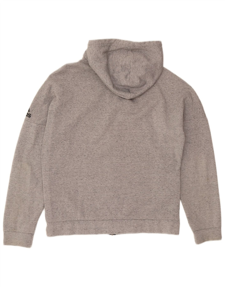 Adidas Pull à capuche zippé graphique pour homme Gris moyen moucheté