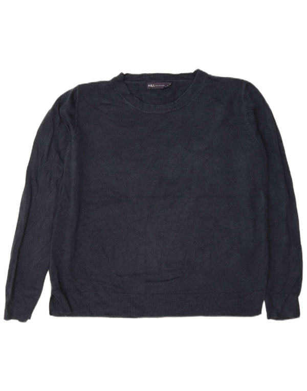 Marks & Spencer Pull col bateau pour femme UK 18 XL Bleu marine Acrylique