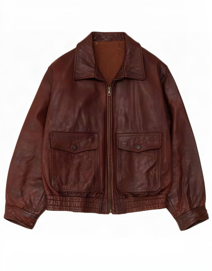 PETER KEEN Veste en cuir pour homme IT 52 XL Marron