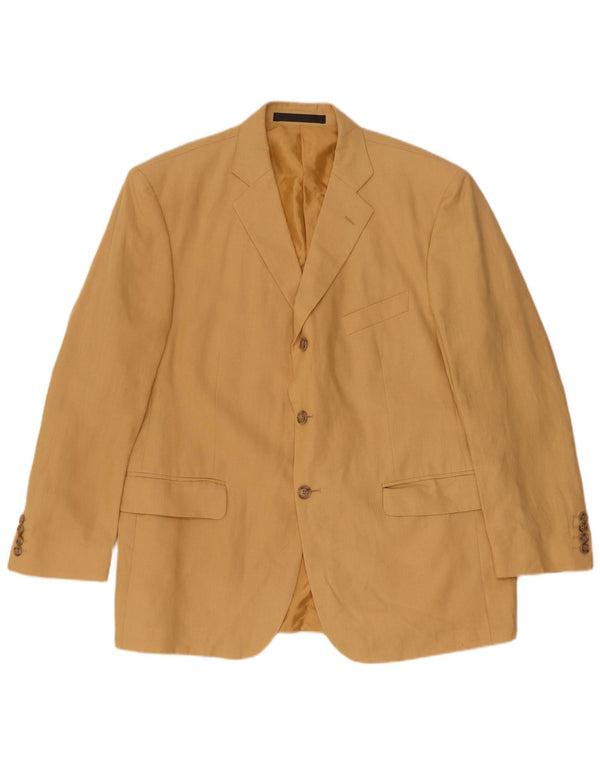 Marks & Spencer Mens 3 Button Blazer Jacket UK 42 Large Beige Linen