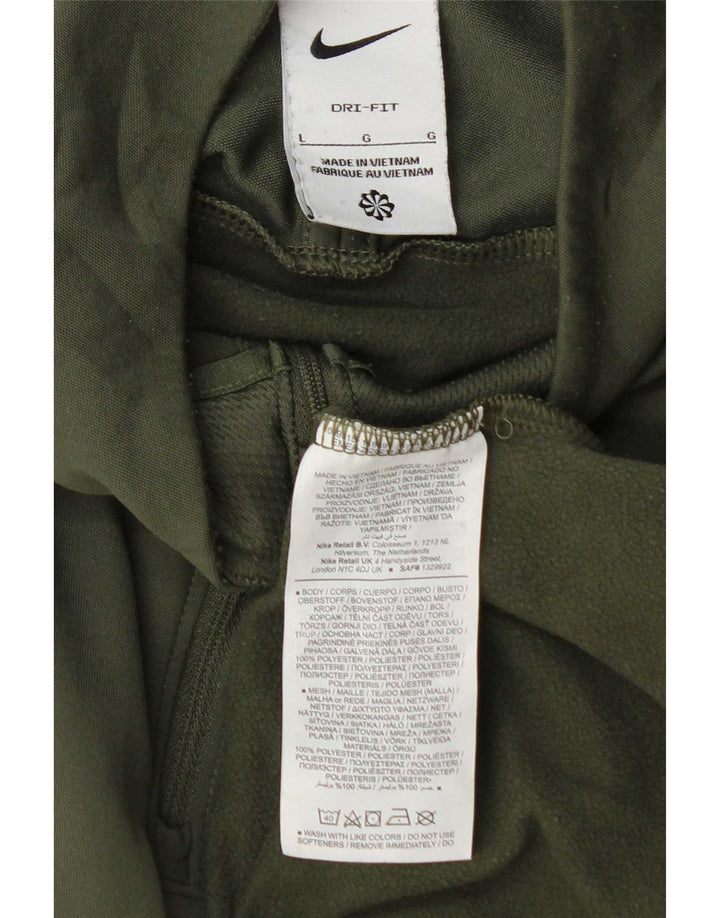 Nike Hommes Dri Fit Zip Neck Pull Survêtement Haut Large Vert Polyester