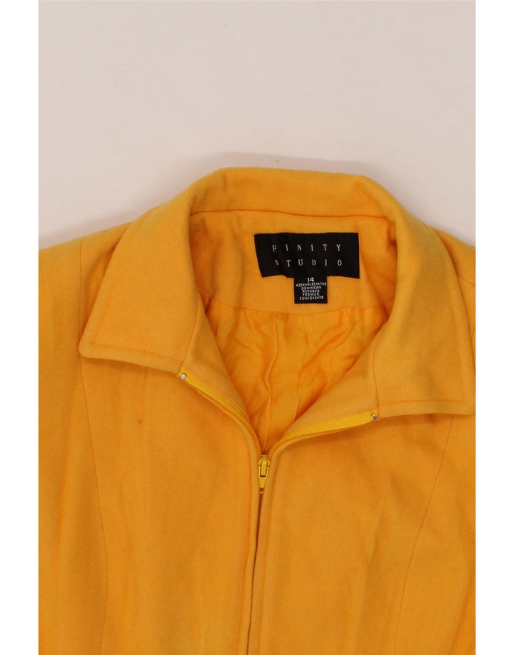 FINITY Womens Bomber Jacket UK 14 Large Yellow Wool Vintage Finity and Second-Hand Finity from Messina Hembry 