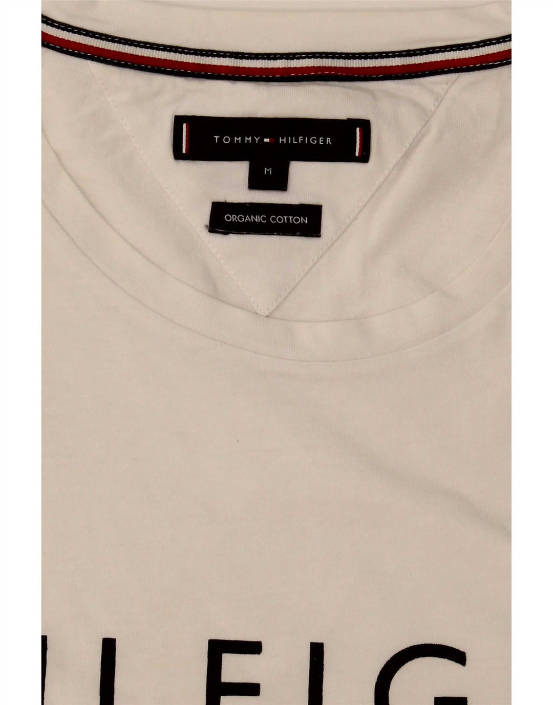 Tommy Hilfiger T-Shirt Graphique Homme Blanc Moyen Coton