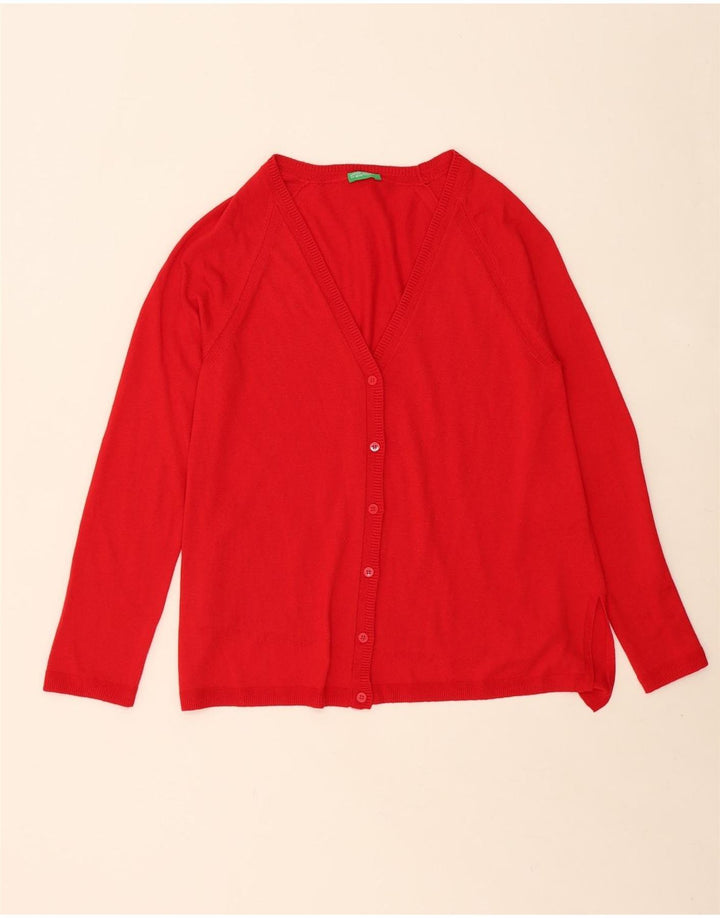 BENETTON Womens Cardigan Sweater UK 12 Medium Red Viscose
