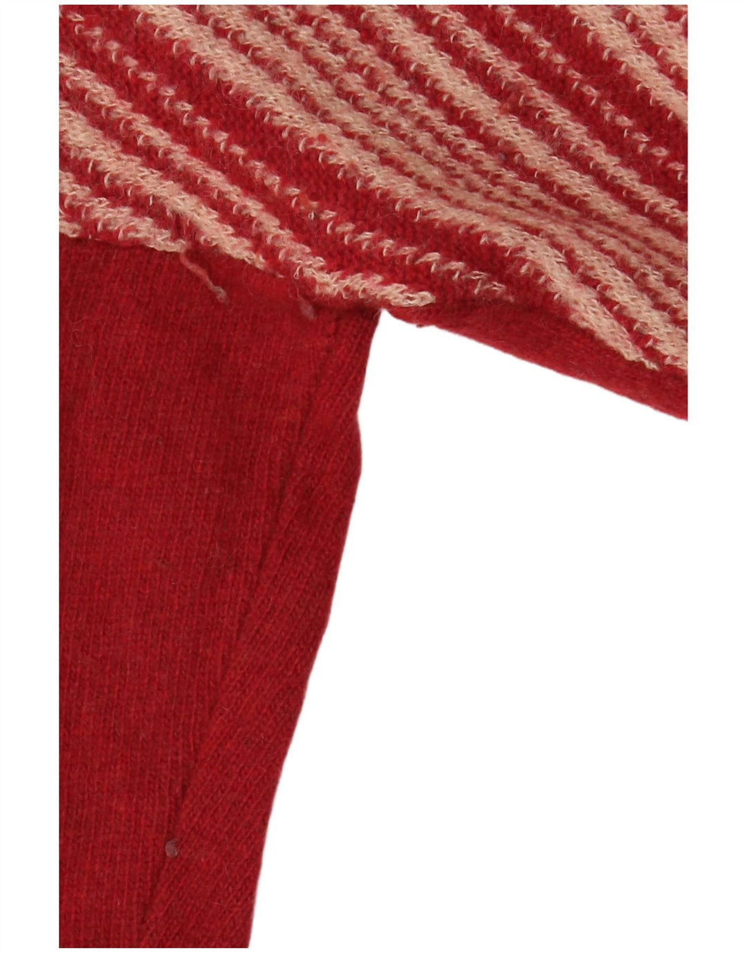 Benetton Pull Cardigan Oversize Femme UK 14 Laine Rayée Rouge Moyen