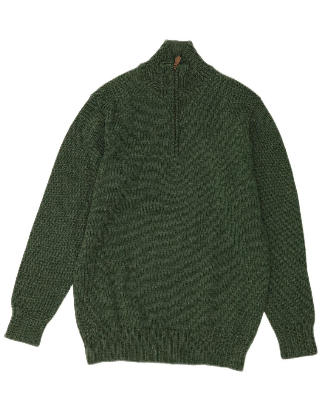 WoolOvers Pull Col Zippé Homme Laine Vert Moyen
