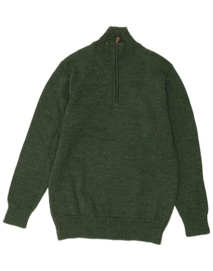 WoolOvers Pull Col Zippé Homme Laine Vert Moyen