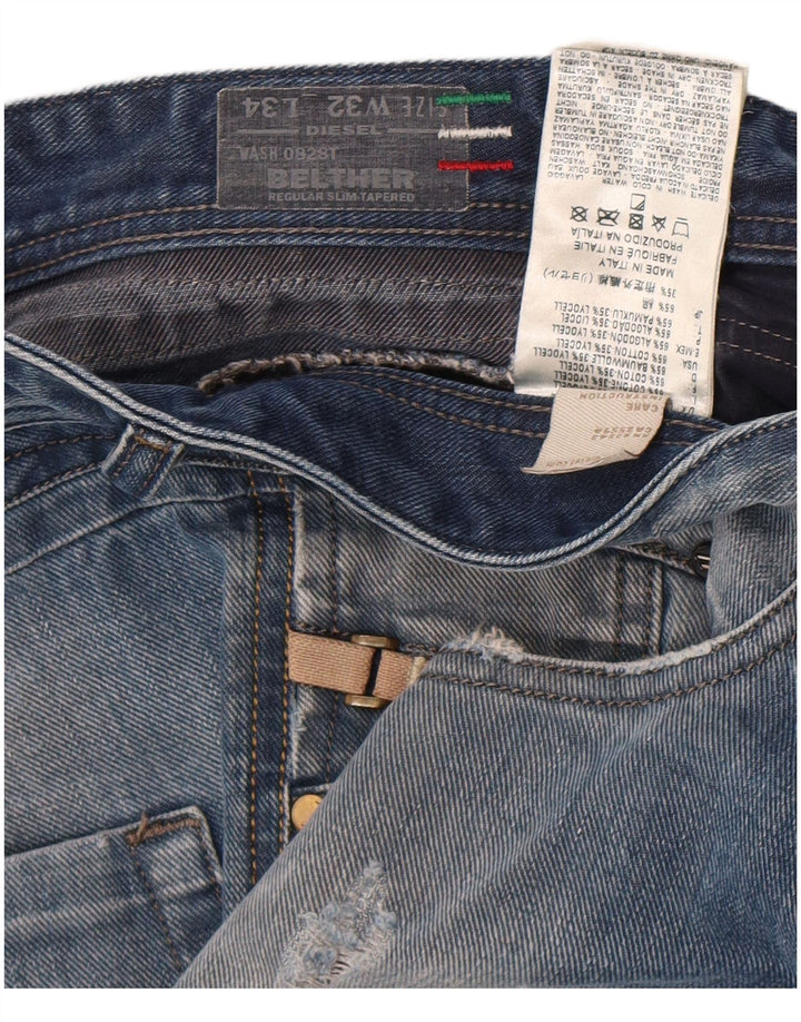 Diesel Jean Droit Belther Homme W32 L34 Bleu Coton
