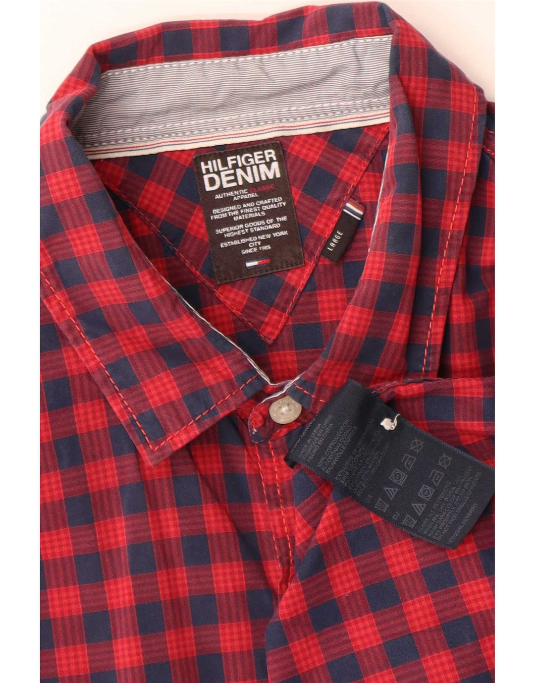 Tommy Hilfiger Chemise Homme Grand Carreau Rouge Coton