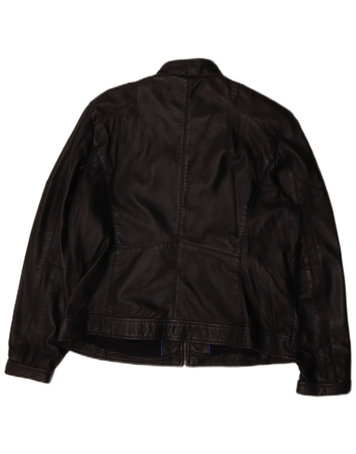 Veste en cuir femme vintage IT 44 Cuir noir moyen