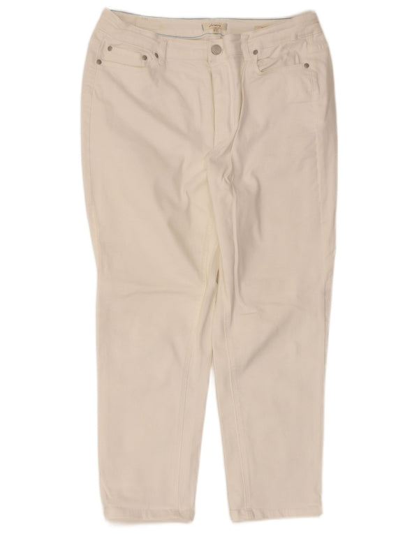Joules Pantalon droit décontracté pour femme UK 16 Large W34 L25 Coton blanc
