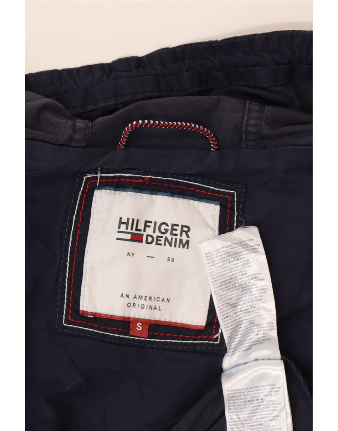 TOMMY HILFIGER Veste parka à capuche surdimensionnée pour femme UK 10 Small Bleu marine