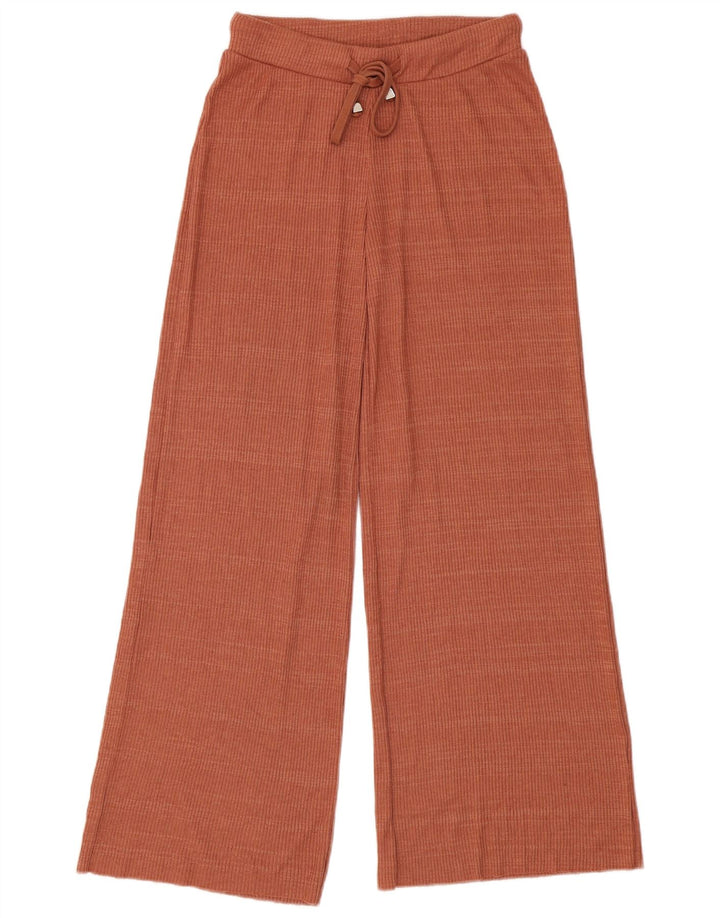 Zara Pantalon de survêtement large pour femme UK 8 Small Marron Polyester