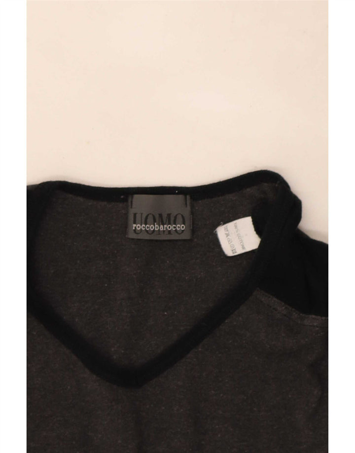 Roccobarocco T-Shirt Homme Haut Large Gris Colorblock Coton