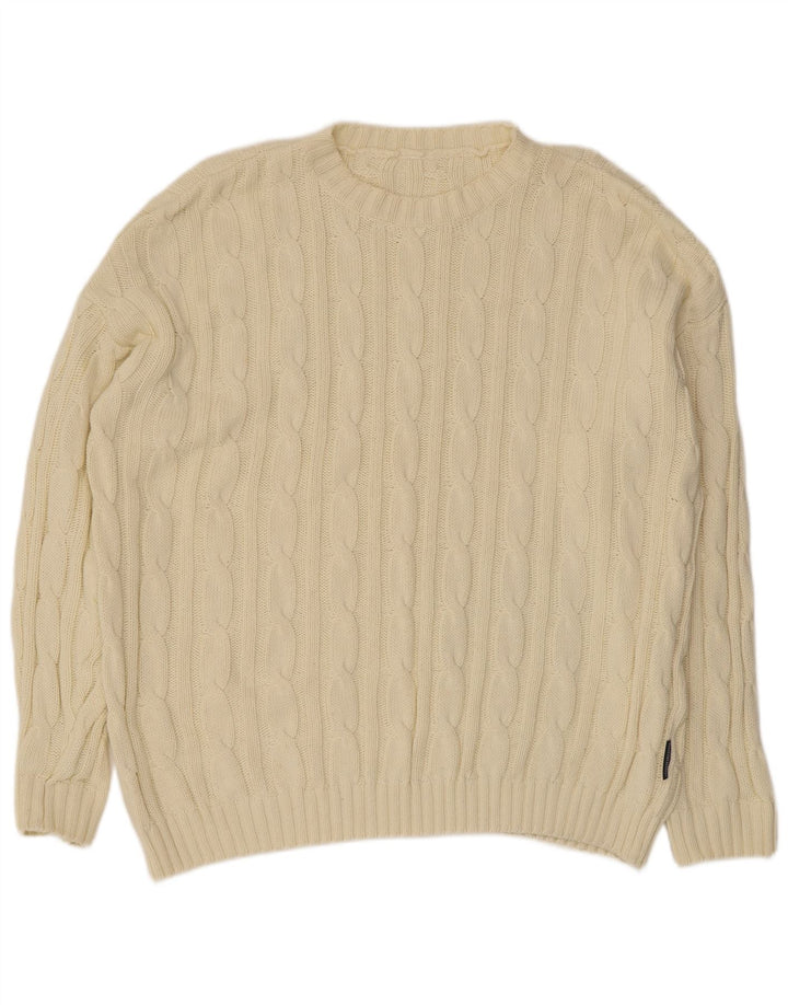 Pull vintage à col rond pour homme 2XL Beige