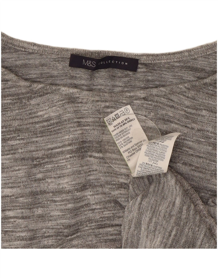 Marks & Spencer Haut Femme Manches 3/4 UK 12 Gris Moyen Viscose Moucheté