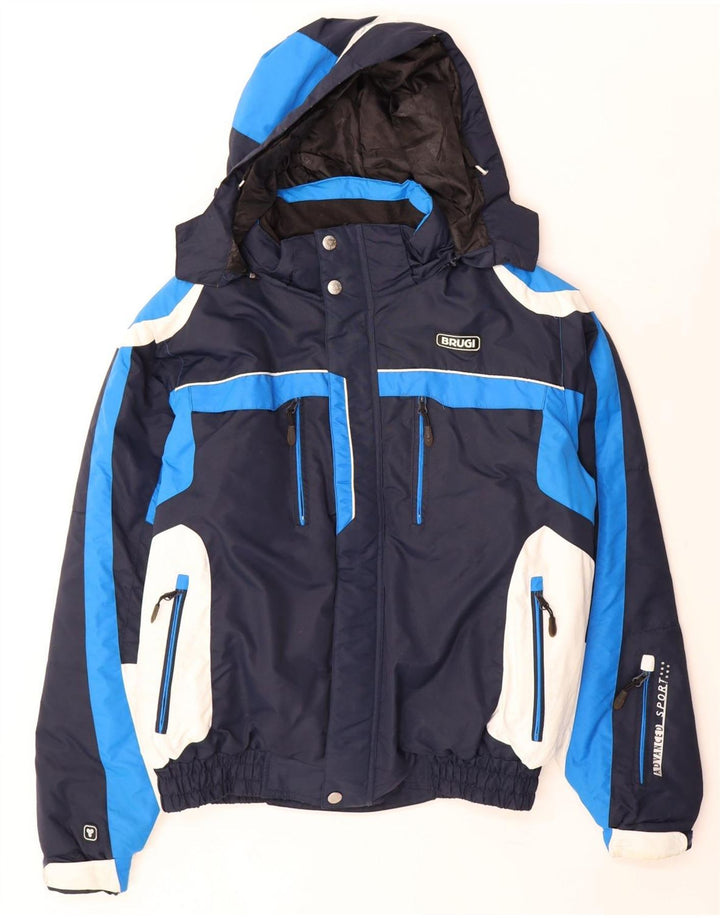 Brugi Veste de Ski à Capuche Homme Large Bleu Colorblock Polyamide