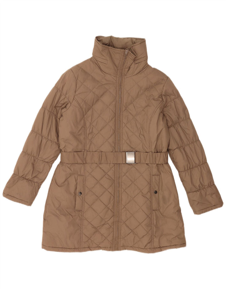 Marks & Spencer Manteau rembourré à capuche pour femme UK 16 Large Marron Polyamide