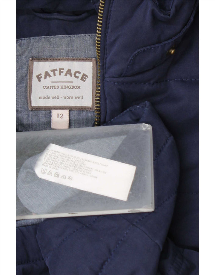 Fat Face Veste matelassée à capuche pour femme UK 12 Bleu marine moyen Polyester
