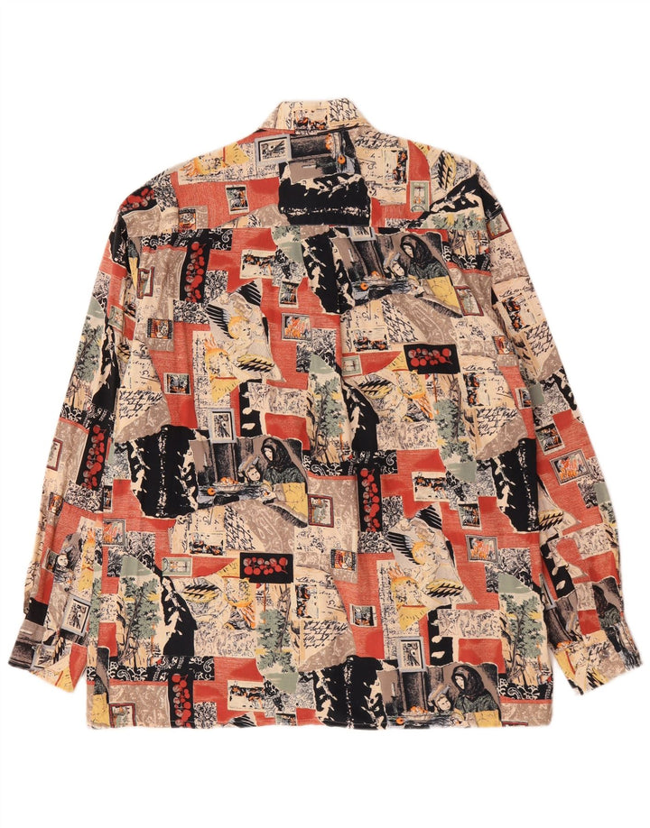 vintage Mens Abstract Pattern Shirt Taille 38/40 Viscose multicolore moyenne