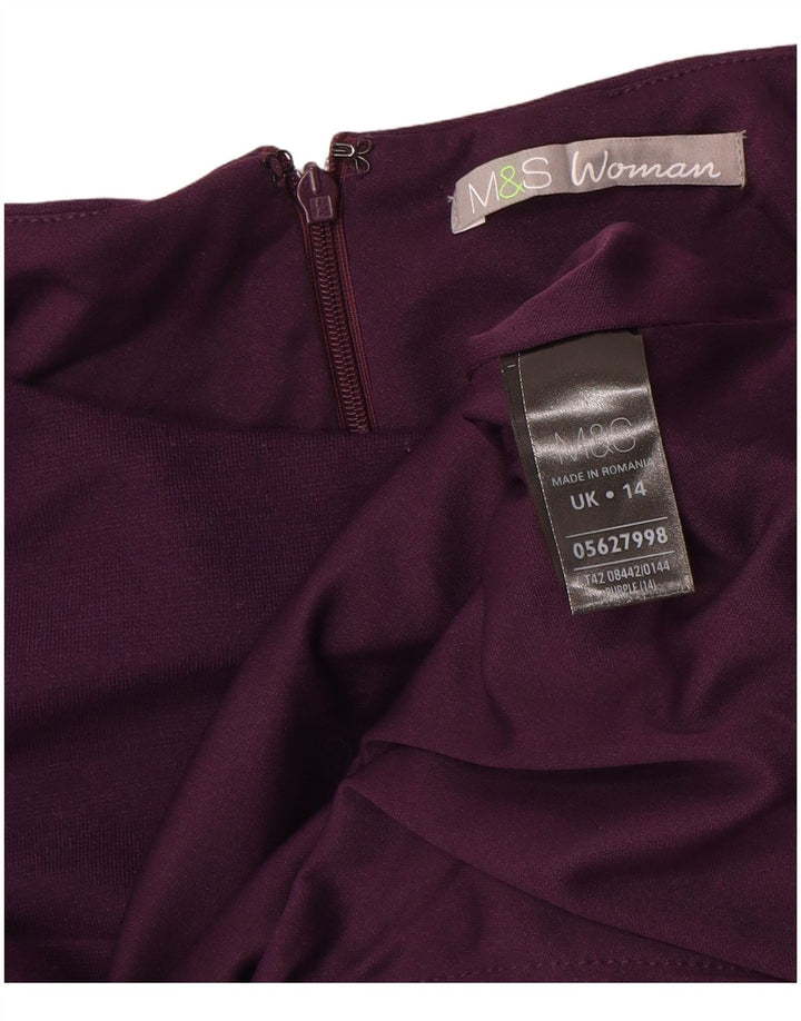 MARKS & SPENCER Robe Peplum Femme UK 44 Polyester Violet Moyen