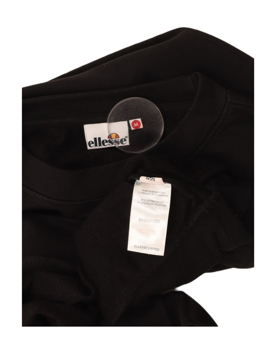 ELLESSE Sweat-shirt court surdimensionné pour femme UK 14 Noir moyen