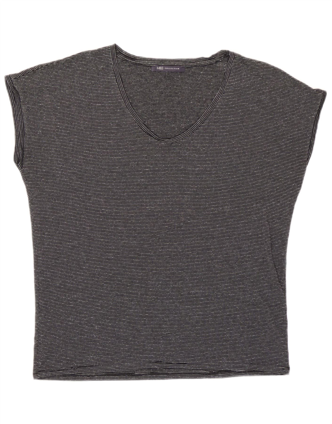 Marks & Spencer T-shirt surdimensionné pour femme UK 10 Petit noir rayé