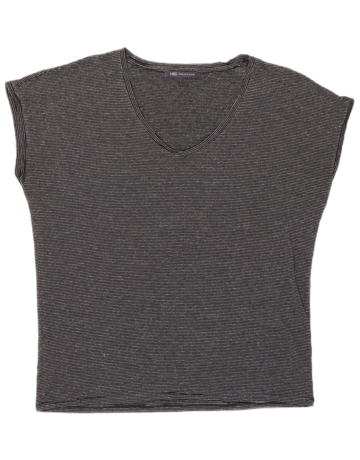 Marks & Spencer T-shirt surdimensionné pour femme UK 10 Petit noir rayé