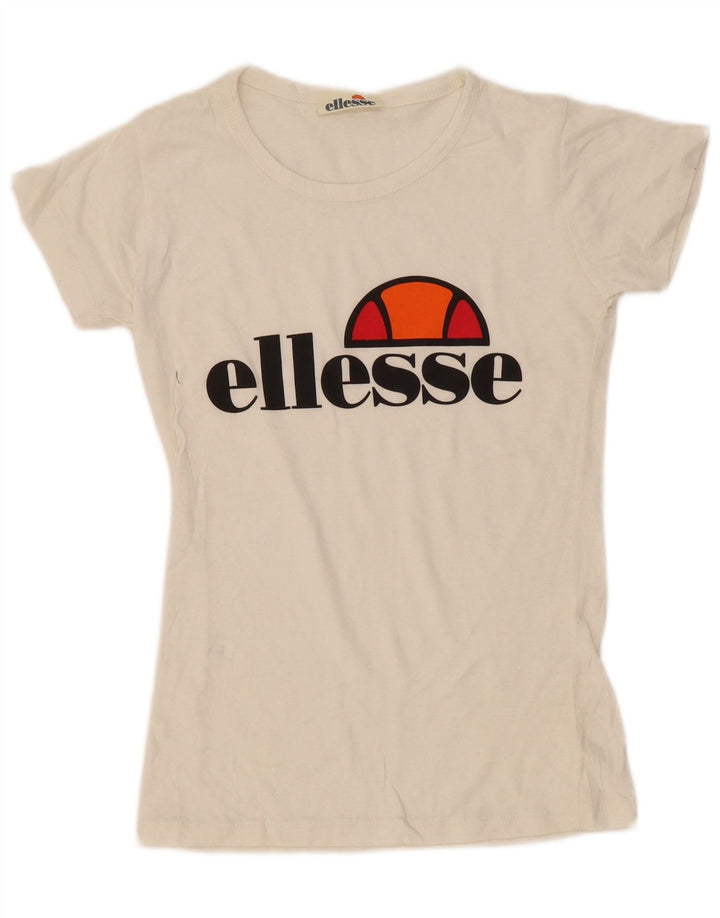 Ellesse T-shirt graphique pour femme UK 12 Medium Off White