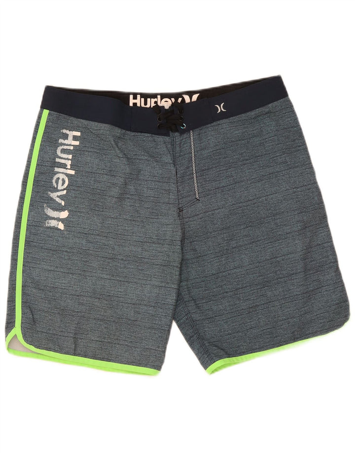 Hurley Short de bain graphique pour homme en polyester à rayures bleues