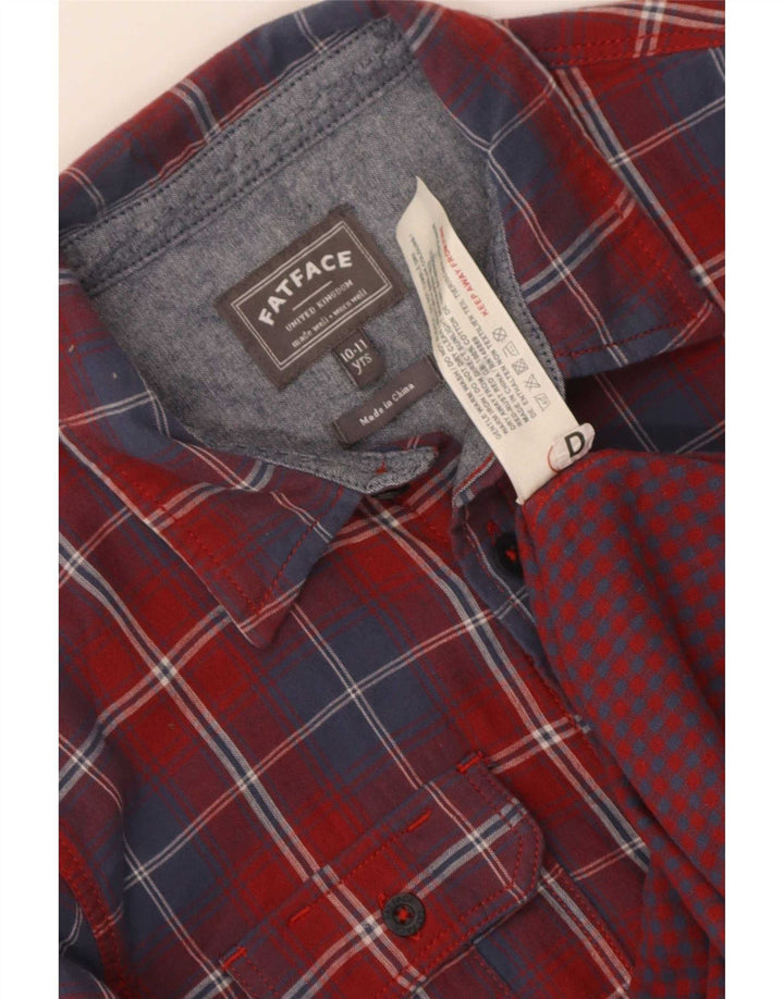 Fat Face Chemise en Flanelle Garçon 10-11 Ans Coton à Carreaux Rouge
