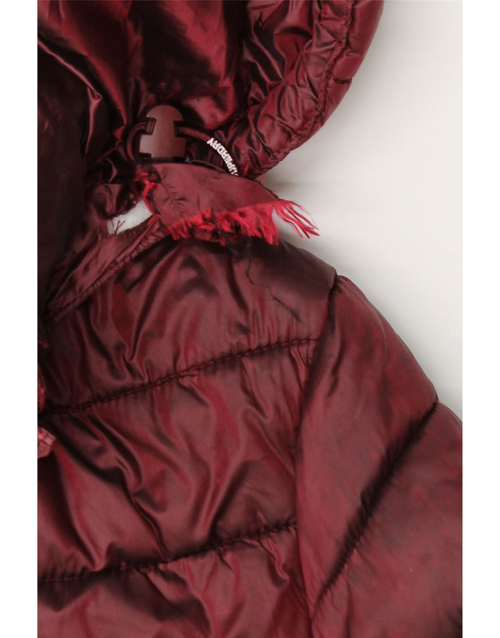 Superdry Veste rembourrée à capuche pour femme UK 14 Nylon bordeaux moyen