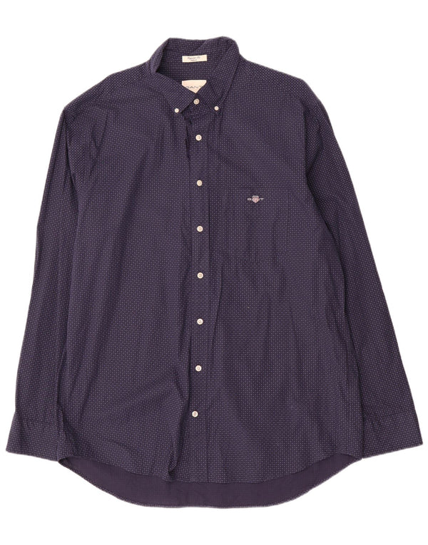 Gant Chemise coupe régulière en popeline pour hommes, taille 45/46 2XL, bleu marine, coton à pois
