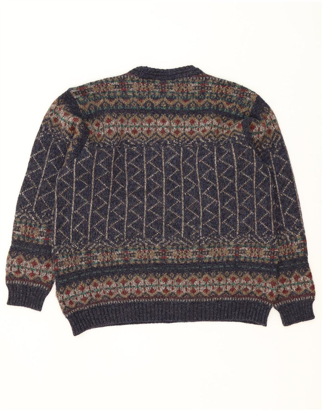 Marks & Spencer Pull à col rond pour homme Bleu marine moyen Fair Isle