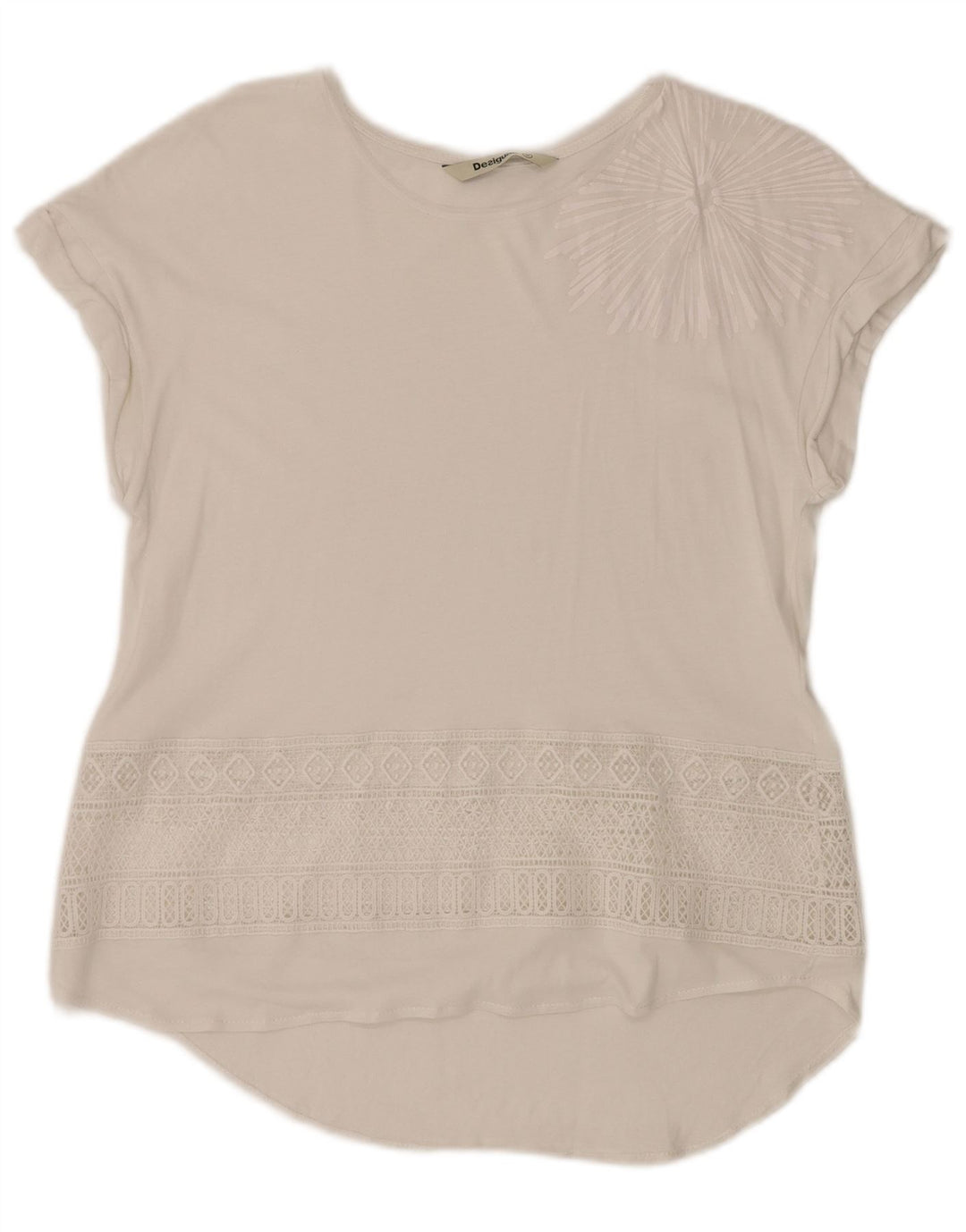 DESIGUAL Chemisier graphique pour femme UK 12 Medium Blanc Géométrique