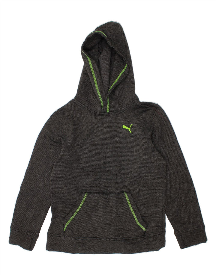 PUMA Boys Hoodie Jumper 10-11 Years Medium Grey Polyester Vintage Puma and Second-Hand Puma from Messina Hembry 