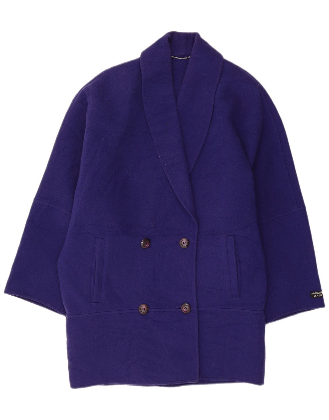 vintage Femme Oversize Double Breasted Manteau IT 42 Laine Violet Moyen