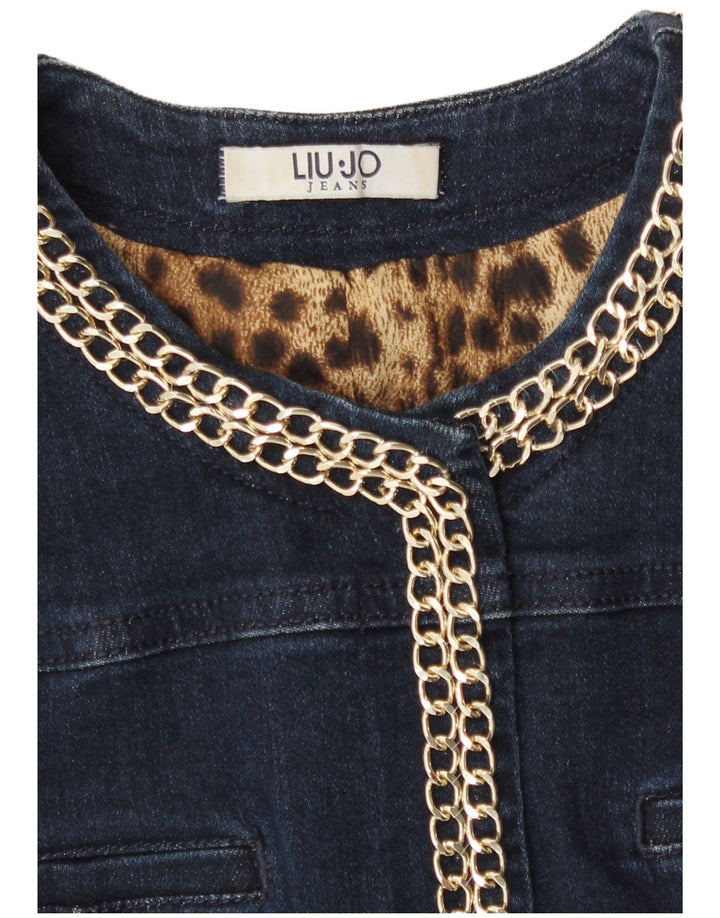 Liu Jo Veste en jean à manches 3/4 pour femme UK 10 Small Bleu marine