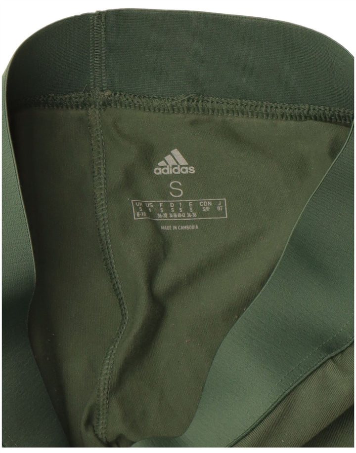 Adidas Leggings Femme UK 8/10 Petit Vert Coton