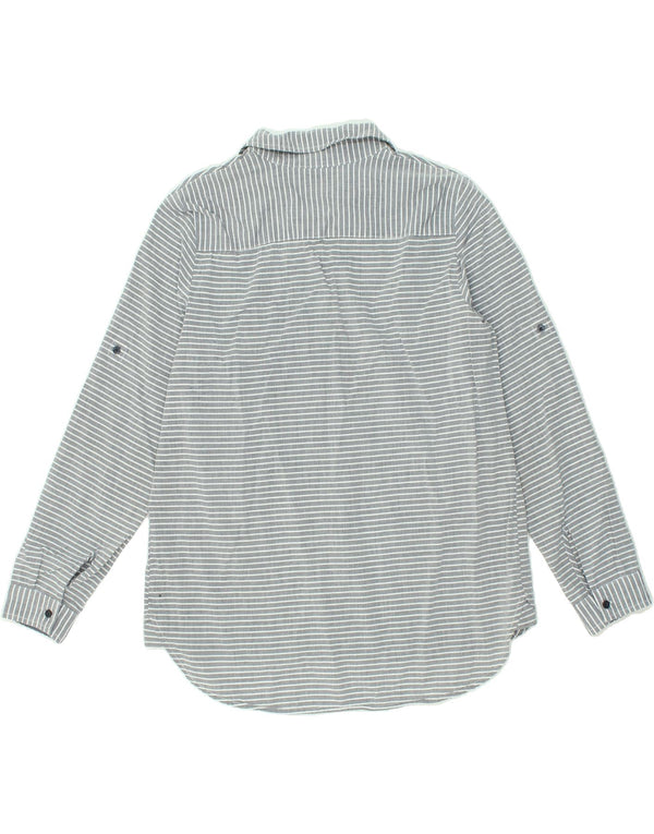 TOMMY HILFIGER Womens Pullover Shirt UK 14 Medium Grey Striped Cotton
