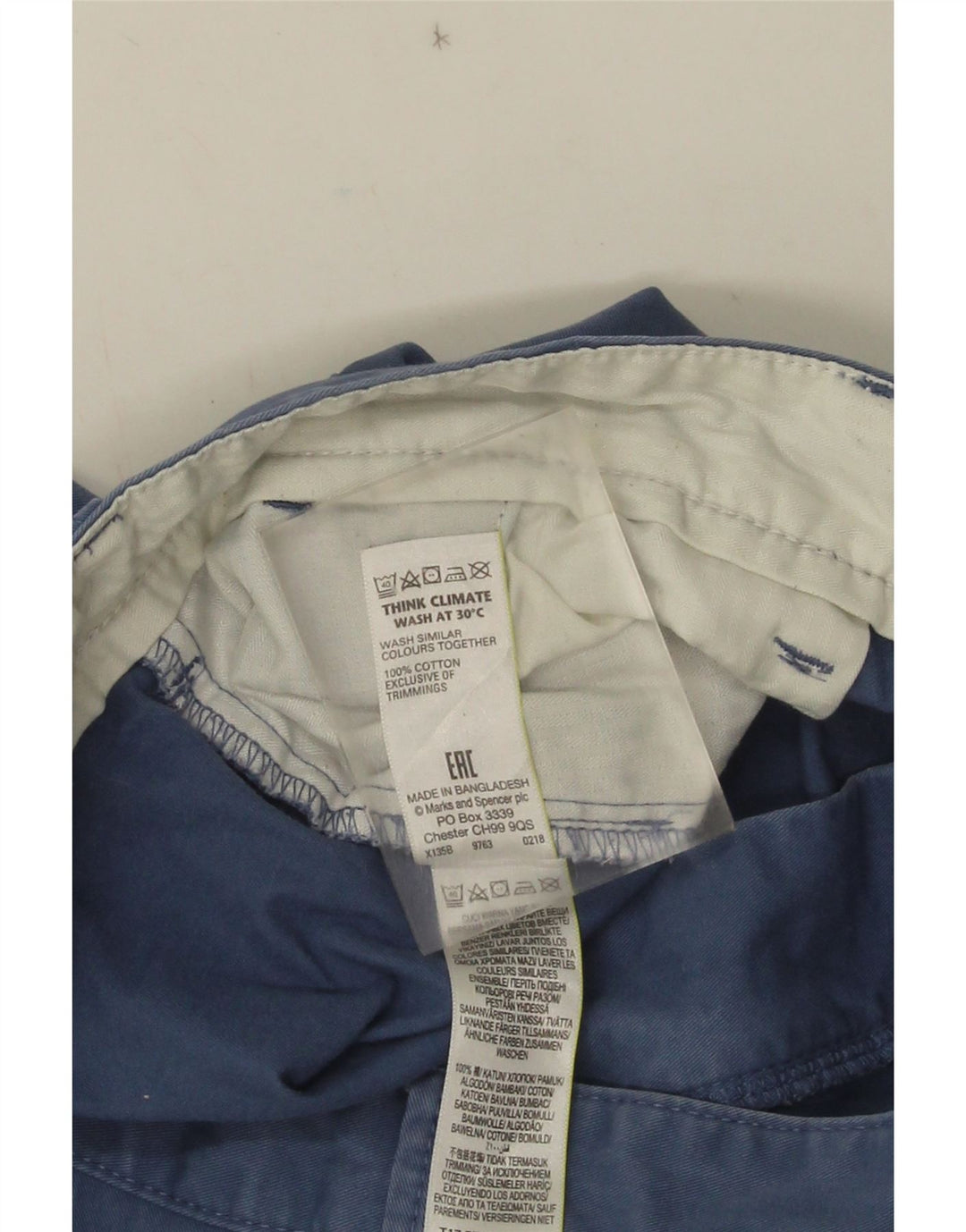 Marks & Spencer Short Chino Homme W38 XL Bleu Coton