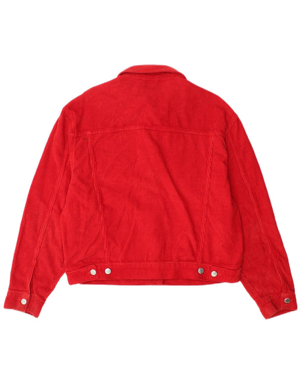 Topshop Veste surdimensionnée en velours côtelé pour femme UK 10 Petit coton rouge