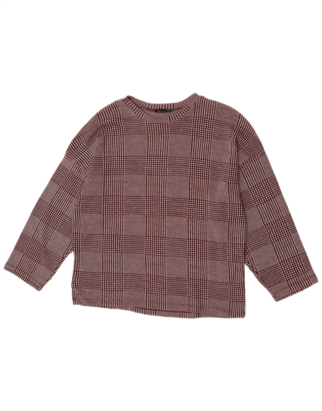 Zara Haut à manches 3/4 pour femme UK 14 à carreaux bordeaux moyen